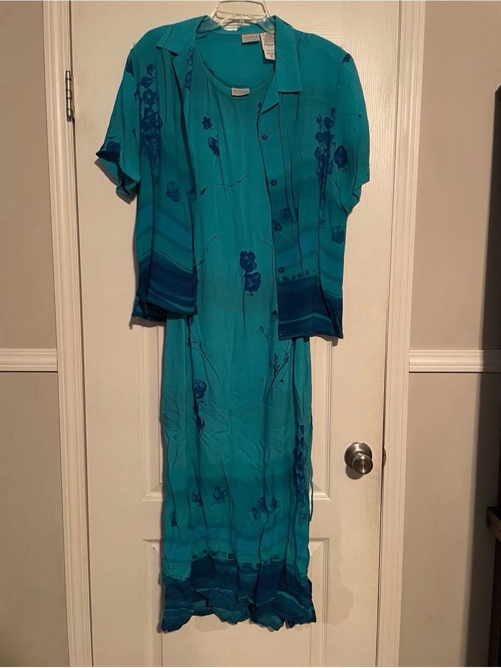 Koret Petite Blue Floral Dress and Cover Up Size Large (12-14)